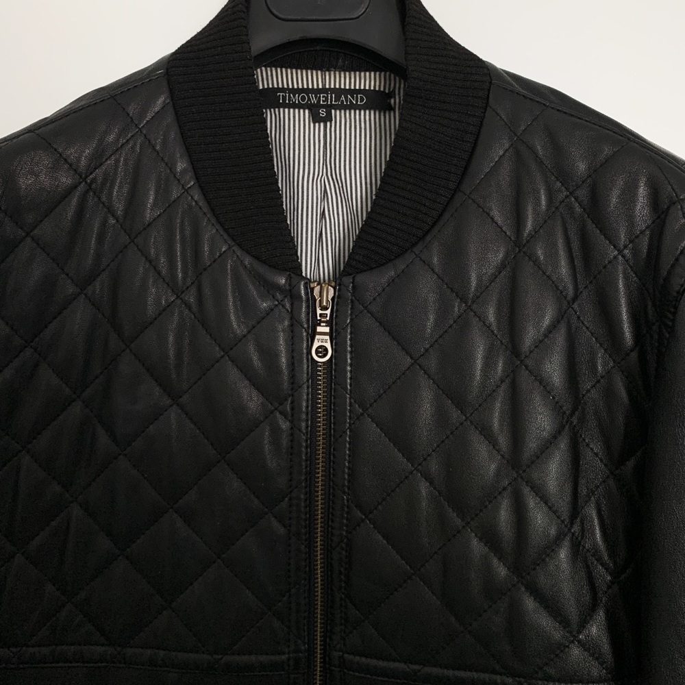 Timo Weiland Men’s leather quilted bomber jacket - Picture 2 of 8